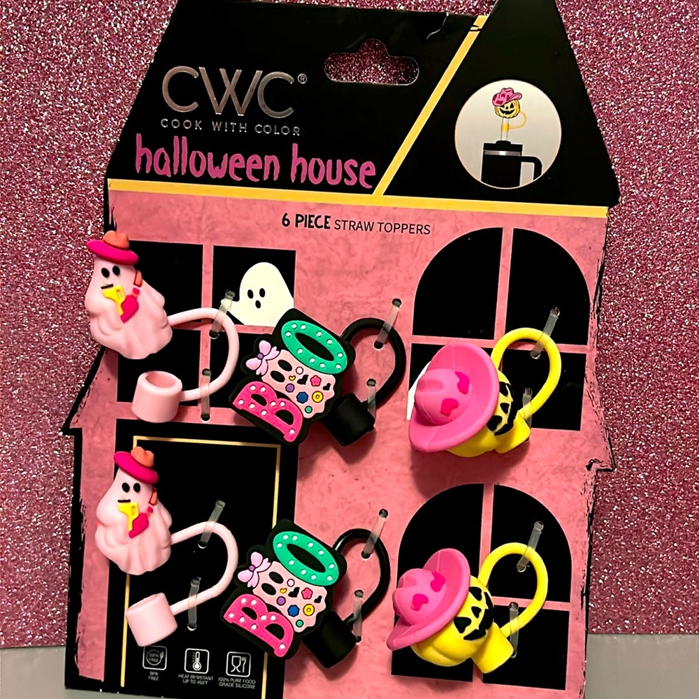Cook with Color Halloween House Straw Toppers